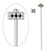 2" (21 gauge) Zinc Alloy (Lead & Nickel Free) Fancy Crown End HEAD PINS: Antiqued Silvertone, Style #A625