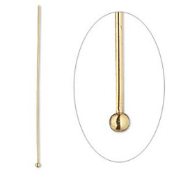 2" (23 gauge) Gold Plated, 1.5mm Ball End HEAD PINS