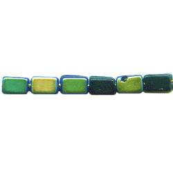 4x6mm Opaque Black Vetrail A/B Lampwork FLAT RECTANGLE Beads