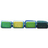 4x6mm Opaque Black Vetrail A/B Lampwork FLAT RECTANGLE Beads