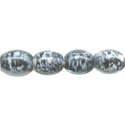 10mm-12mm Crystal & Black Givre Lampwork OVAL Beads