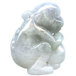 17x35mm Jadeite Carved MONKEY Pendant/Focal Bead