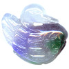 24x24mm White, Green & Lavender Jadeite Carved SWAN Focal Bead