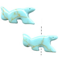 12x24mm Block Kingman Turquoise (Simulated) SQUIRREL Animal Fetish Beads