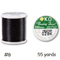 MIYUKI® (KO) Japanese Nylon BEADING THREAD Size B, 50 Meters (55 Yards) - #02 Black