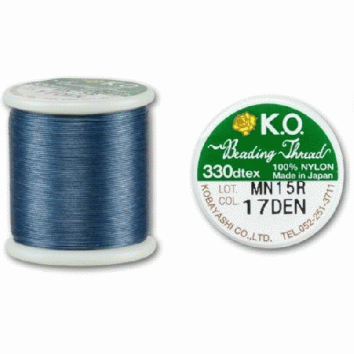 MIYUKI® (KO) Japanese Nylon BEADING THREAD Size B, 50 Meters (55 Yards) - #17 Denim Blue