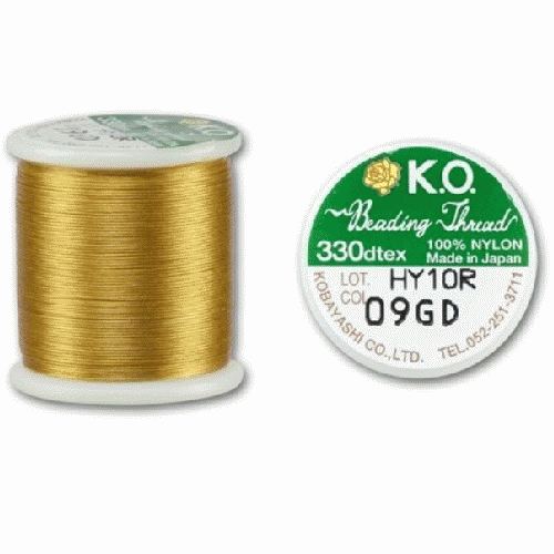 MIYUKI® (KO) Japanese Nylon BEADING THREAD Size B, 50 Meters (55 Yards) - #09 Gold