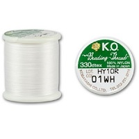 MIYUKI® (KO) Japanese Nylon BEADING THREAD Size B, 50 Meters (55 Yards) - #01 White