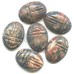 13x18mm Leopardskin Jasper SCARAB, BEETLE Beads