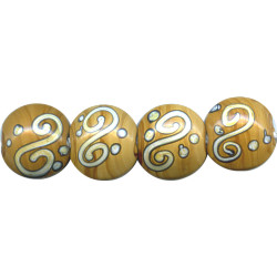 20mm *CARMELITA CREAM SCROLL* Lampwork LENTIL Beads