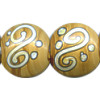 20mm *CARMELITA CREAM SCROLL* Lampwork LENTIL Beads