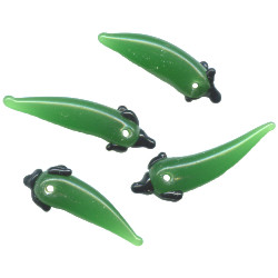 6x26mm Lampwork Green CHILI PEPPER Beads