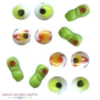 12pc Spooky Mixed Lot of Lampwork Art Glass Halloween Witch / Monster FINGER & EYEBALL Beads
