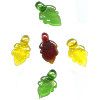 10x20mm Transparent Green, Yellow & Red Lampwork FALL LEAF Charm Bead Assortment