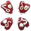 14x16mm Lampwork Glass Funky Red HEART Beads