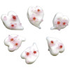 14x16mm Lampwork Glass Funky White HEART Beads