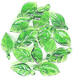 10x20mm Transparent Green Lampwork LEAF Charm Beads