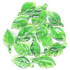 10x20mm Transparent Green Lampwork LEAF Charm Beads