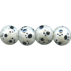 20mm Marbled White & Black *PAW PRINT* Lampwork LENTIL Beads