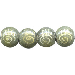 20mm *CHELSEA PETROGLYPH* Lampwork LENTIL Beads