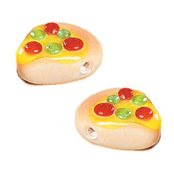 13x15mm Lampwork Glass PIZZA Beads