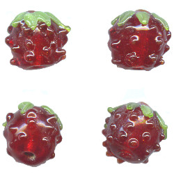 13x15mm Lampwork Glass RASPBERRY Beads