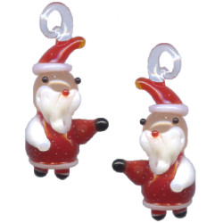 10x20mm Lampwork Glass SANTA Charm Beads