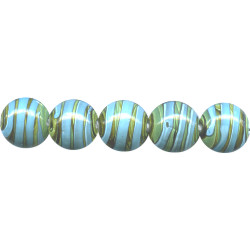 16mm *SAGE & TURQUOISE STRIPE* Lampwork LENTIL Beads