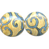 22mm *TURQUOISE & CARAMEL SCROLL* Lampwork LENTIL Beads