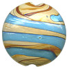 25mm *TURQUOISE & CARAMEL STRIPE* Lampwork LENTIL Bead