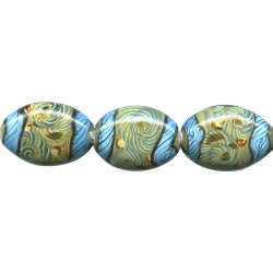 18x26mm *TURQUOISE & CARAMEL SWIRL* Lampwork OVAL Beads