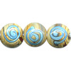 16mm *TURQUOISE TOFFEE SPIRAL* Lampwork LENTIL Beads