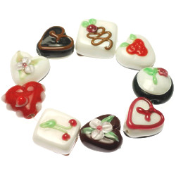 12x15mm Lampwork Glass Valentine CANDY, CONFECTION Beads