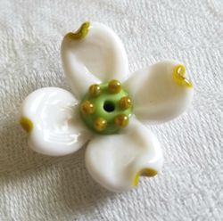 30mm *DOGWOOD FLOWER* Sculpted Lampwork Glass Bead ~ Cathy Feaster