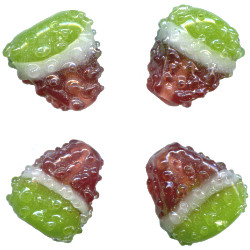 15x17mm Lampwork Glass Sugared WATERMELON Beads