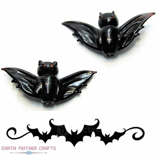 18x40mm Lampwork Glass BAT Bead