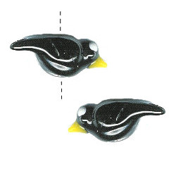 10x28mm Lampwork Glass BLACKBIRD, CROW Beads