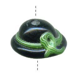 11x17mm Lampwork Glass Black BONNET Bead