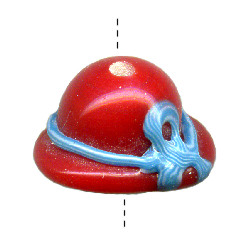 11x17mm Lampwork Glass Red BONNET Bead