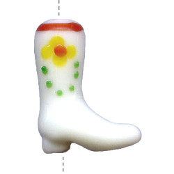 18x25mm Lampwork Glass Western BOOT Bead - White