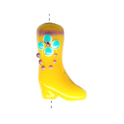 18x25mm Lampwork Glass Western BOOT Bead - Yellow