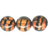 10mm Black & Orange Encased Swirl Lampwork ROUND Beads
