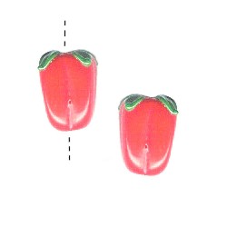 11x16mm Lampwork Glass Red BELL PEPPER Bead