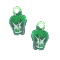 10x16mm Lampwork Glass Green BELL PEPPER Charm Bead