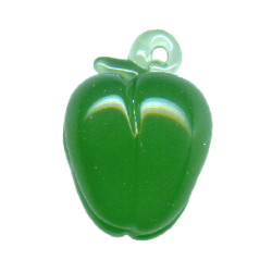 15x20mm Lampwork Glass Green BELL PEPPER Charm Bead