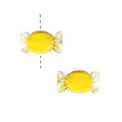 8x18mm Lampwork Glass Lemon Yellow HARD CANDY Beads