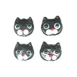 10x11mm Lampwork Glass Black CAT FACE Beads