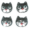 10x11mm Lampwork Glass Black CAT FACE Beads