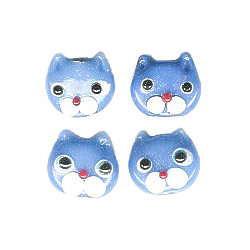 10x11mm Lampwork Glass Blue CAT FACE Beads