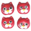 10x11mm Lampwork Glass Red CAT FACE Beads
